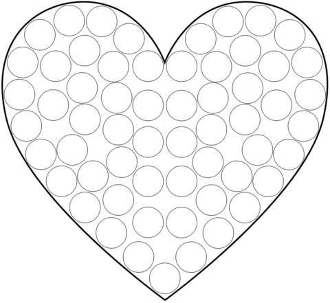 Red Heart Dot Art Coloring Page